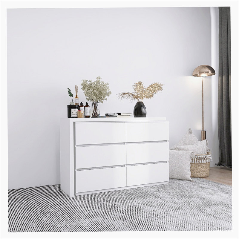 White handleless chest of drawers discount
